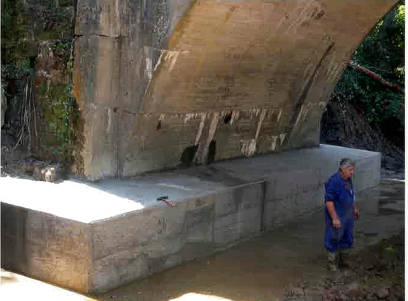 Refuerzo de las zapatas del puente en la carretera de Santelices a Busnela, Santelices (Burgos)